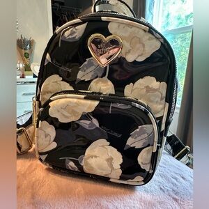 NWT Betsey Johnson Black Floral Mini Backpack